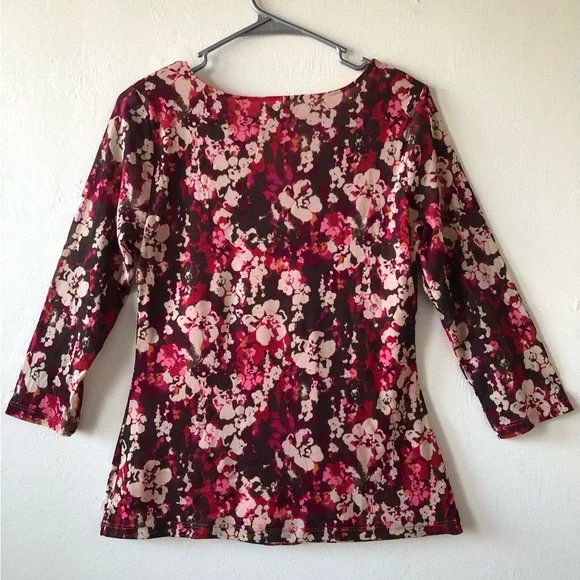 LIZ & CO Womens Semi Sheer Lined Semi Loose Top Size Medium 3/4 Sleeves - Picture 10 of 12